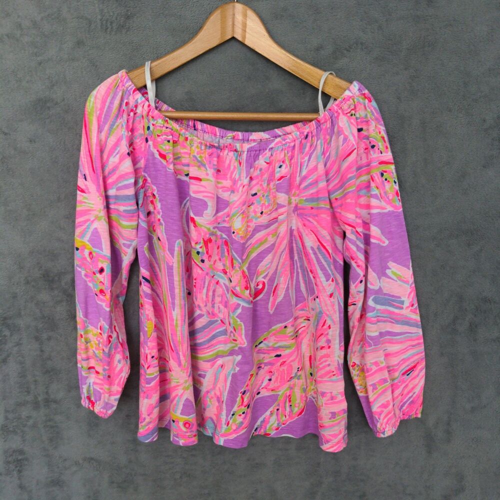 Lilly Pulitzer Enna Off The Shoulder Top Sz S Amethyst Sunseekers Resort Beach